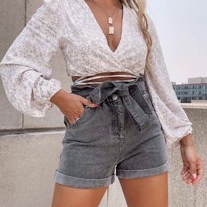 Gray Denim Shorts